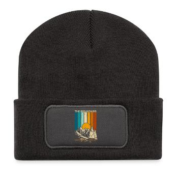 Montagnes appelant Retro Sunset - Beanie recyclé à patch - charbon - Devant