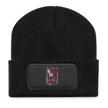 Bevor Du fragst: NEIN! - Recycelte Patch Beanie - Schwarz - Vorne