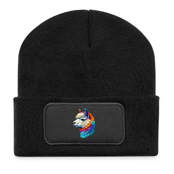 Alpaka - Recycelte Patch Beanie - Schwarz - Vorne