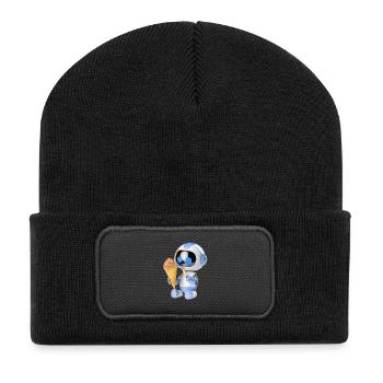 Roboter Eis - Recycelte Patch Beanie - Schwarz - Vorne