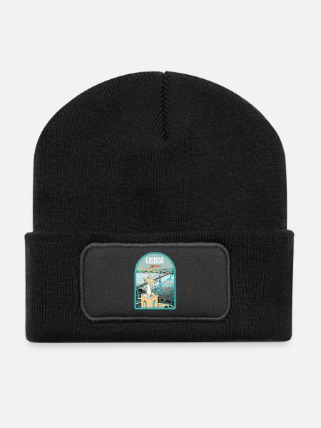 Christ-Roi Lisbonne: Vue Pont 25 Avril sur le Tage - Beanie recyclé à patch - noir