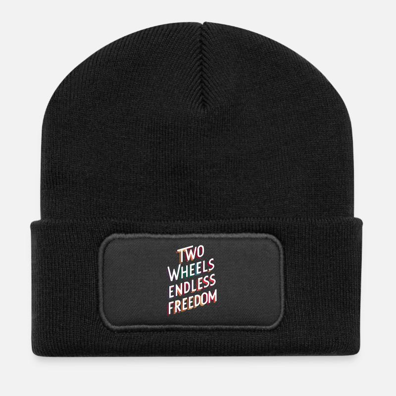 Unendliche Freiheit Fahrraddesign - Recycelte Patch Beanie - Schwarz