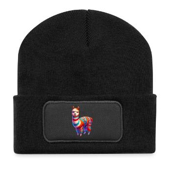 Alpaka - Recycelte Patch Beanie - Schwarz - Vorne