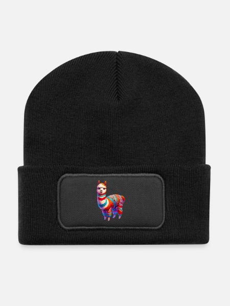 Alpaka - Recycelte Patch Beanie - Schwarz