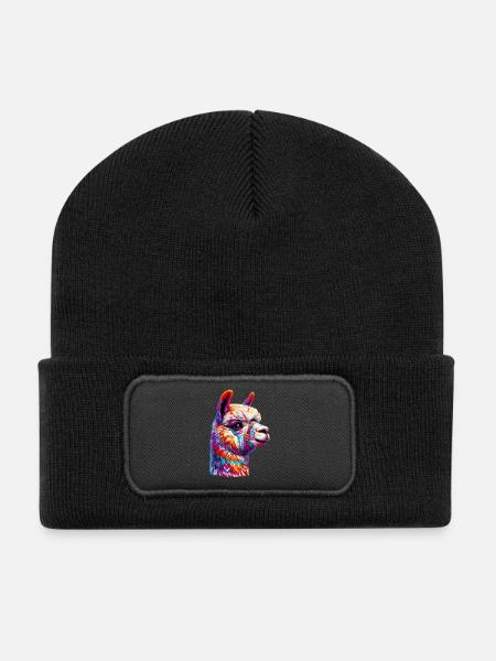 Alpaka - Recycelte Patch Beanie - Schwarz