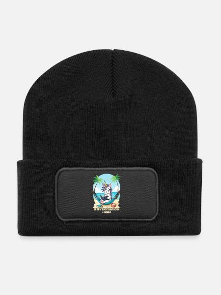 Einhorn mit Buch - Recycelte Patch Beanie - Schwarz
