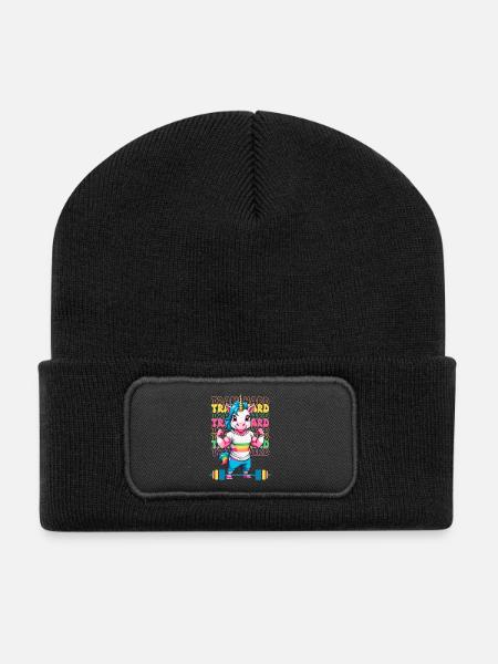 Bodybuilder Einhorn - Recycelte Patch Beanie - Schwarz