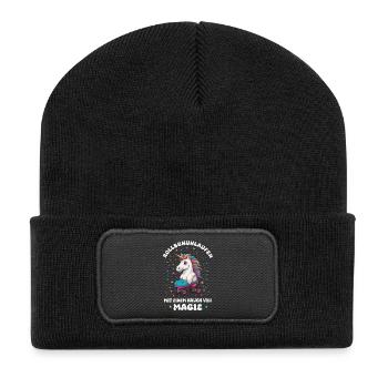 Licorne Roller Skating - Beanie recyclé à patch - noir - Devant