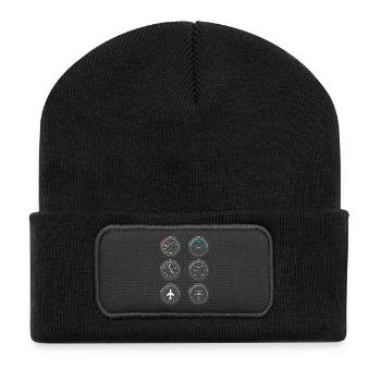 Airplane Flight Instruments - Recycled Patch Beanie - black - Front
