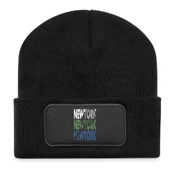 Tennis Shirt New York Turnier Amerika Design - Recycelte Patch Beanie - Schwarz - Vorne