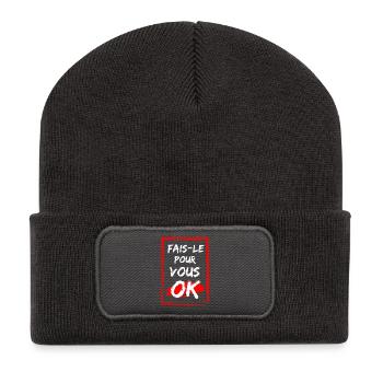 Bestätigendes Muster mit energischem Stil - Recycelte Patch Beanie - Dunkelgrau - Vorne