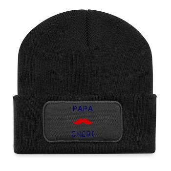 DAD. FATHER'S DAY. HAPPY FATHER'S DAY. HAPPY BIRTHDAY. - Recycled Patch Beanie - black - Front