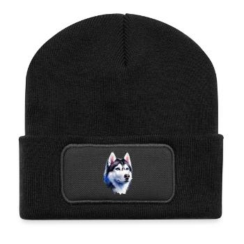 Portrait de husky majestueux - Beanie recyclé à patch - noir - Devant
