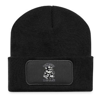 Rätsel lösen, ein Nickerchen nach dem anderen! - Recycelte Patch Beanie - Schwarz - Vorne