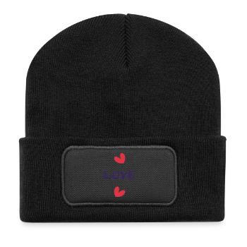 GERADE VERHEIRATET. Junggesellinnenabschied. VALENTINSTAG. PAAR - Recycelte Patch Beanie - Schwarz - Vorne