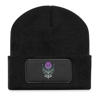 Chardon avec noeud papillon - Beanie recyclé à patch - noir - Devant