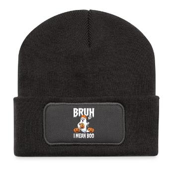 Gruseliger Halloween-Geist mit Kürbissen - Recycelte Patch Beanie - Dunkelgrau - Vorne
