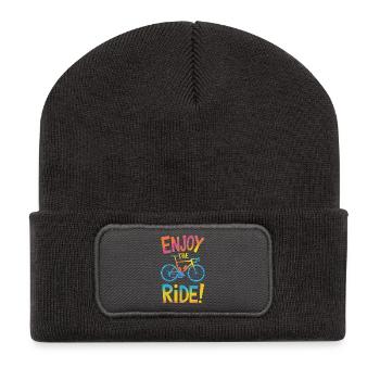 Genieße das Ride Bicycle Design - Recycelte Patch Beanie - Dunkelgrau - Vorne