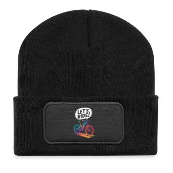 Vibrant Mountain Bike Ride Design - Recycled Patch Beanie - black - Front