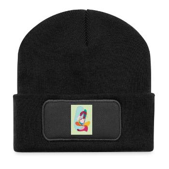 Abstrakte Farbflächen Komposition - Recycelte Patch Beanie - Schwarz - Vorne
