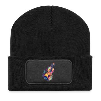 Violin Comic Look - Recycled Patch Beanie - black - Front