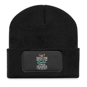 So sieht ein richtig cooler Fitnesstrainer aus - Recycelte Patch Beanie - Schwarz - Vorne