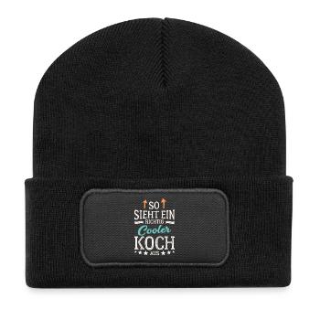 So sieht ein richtig cooler Koch aus - Recycelte Patch Beanie - Schwarz - Vorne