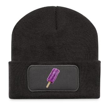 Lila Eis am Stil - Recycelte Patch Beanie - Dunkelgrau - Vorne