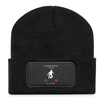 Le badminton m' appelle, faut que j'y aille ! - Beanie recyclé à patch - noir - Devant