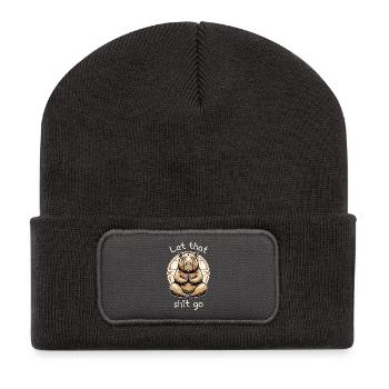 Let That Shit Go – Meditierendes Capybara - Recycelte Patch Beanie - Dunkelgrau - Vorne