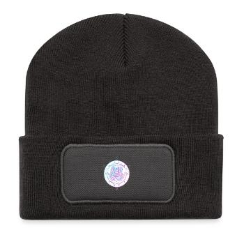 Mystische Astralhand mit Augendesign - Recycelte Patch Beanie - Dunkelgrau - Vorne