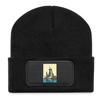 Dubai Skyline – Burj Khalifa and Modern Desert City - Recycled Patch Beanie - black - Front