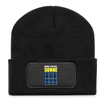 Sonne, Photovoltaik, Solarzelle, Sommerfans, Strom - Recycelte Patch Beanie - Schwarz - Vorne