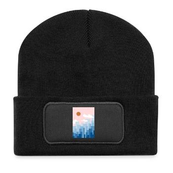 Rose ligne d’horizon - Beanie recyclé à patch - noir - Devant
