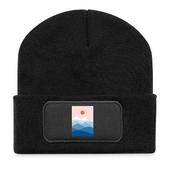 Mountain landscape pink - Recycled Patch Beanie - black - Front