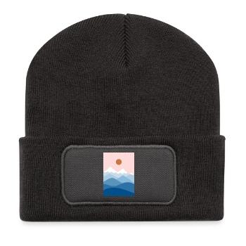 Mountain landscape pink - Recycled Patch Beanie - dark grey - Front