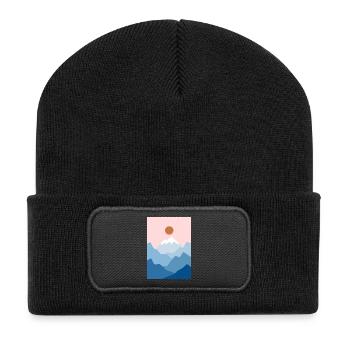 Berglandschaft 2 - Recycelte Patch Beanie - Schwarz - Vorne
