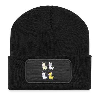 zebra bunt - Recycelte Patch Beanie - Schwarz - Vorne