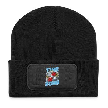 Time Bomb – Explosives Streetwear-Design - Recycelte Patch Beanie - Schwarz - Vorne
