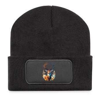 Majestic deer head - Nature Design - Recycled Patch Beanie - dark grey - Front