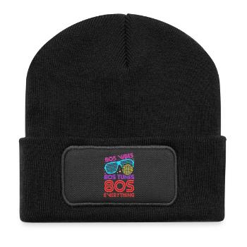 80s Vibes Tunes Everything - Recycelte Patch Beanie - Schwarz - Vorne