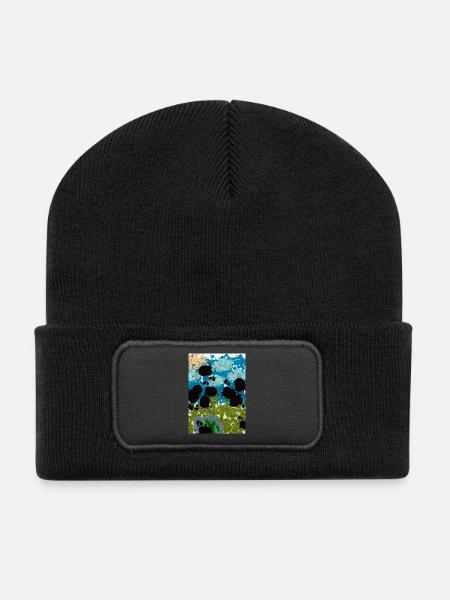 Étang abstrait - Beanie recyclé à patch - noir