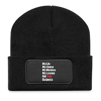 Des dictons sympas La vie drôle ne vous regarde pas - Beanie recyclé à patch - noir - Devant