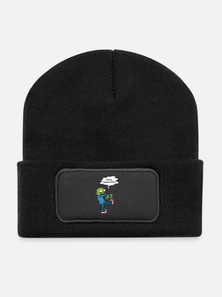 Brauchen Sie einen Kaffee - Recycelte Patch Beanie - Schwarz