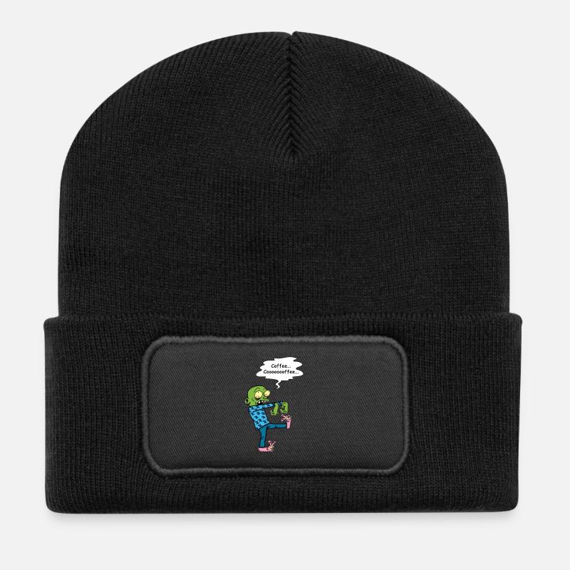Brauchen Sie einen Kaffee - Recycelte Patch Beanie - Schwarz