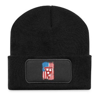 4th of July US Pizza - Recycled Patch Beanie - black - Front