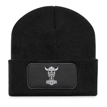 Mjolnir Viking Tribal – Thor's Hammer - Recycled Patch Beanie - black - Front