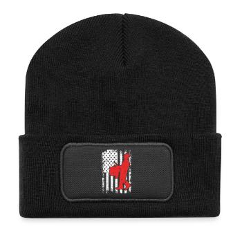 USA Patriotic drummer - Recycled Patch Beanie - black - Front