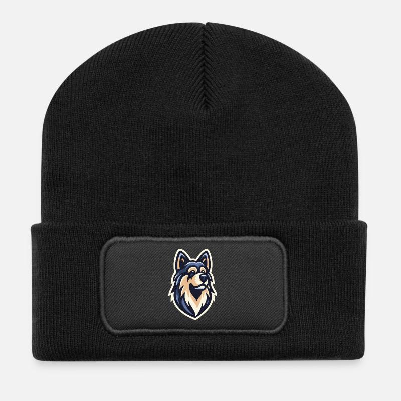 Nachtwolf-Jäger - Recycelte Patch Beanie - Schwarz