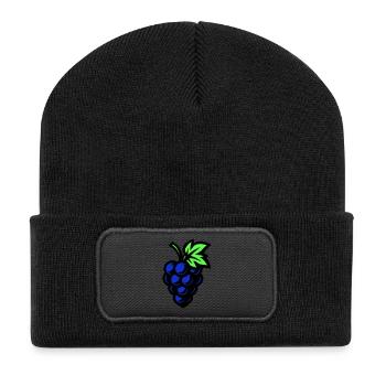Trauben Symbol Weintrauben - Recycelte Patch Beanie - Schwarz - Vorne